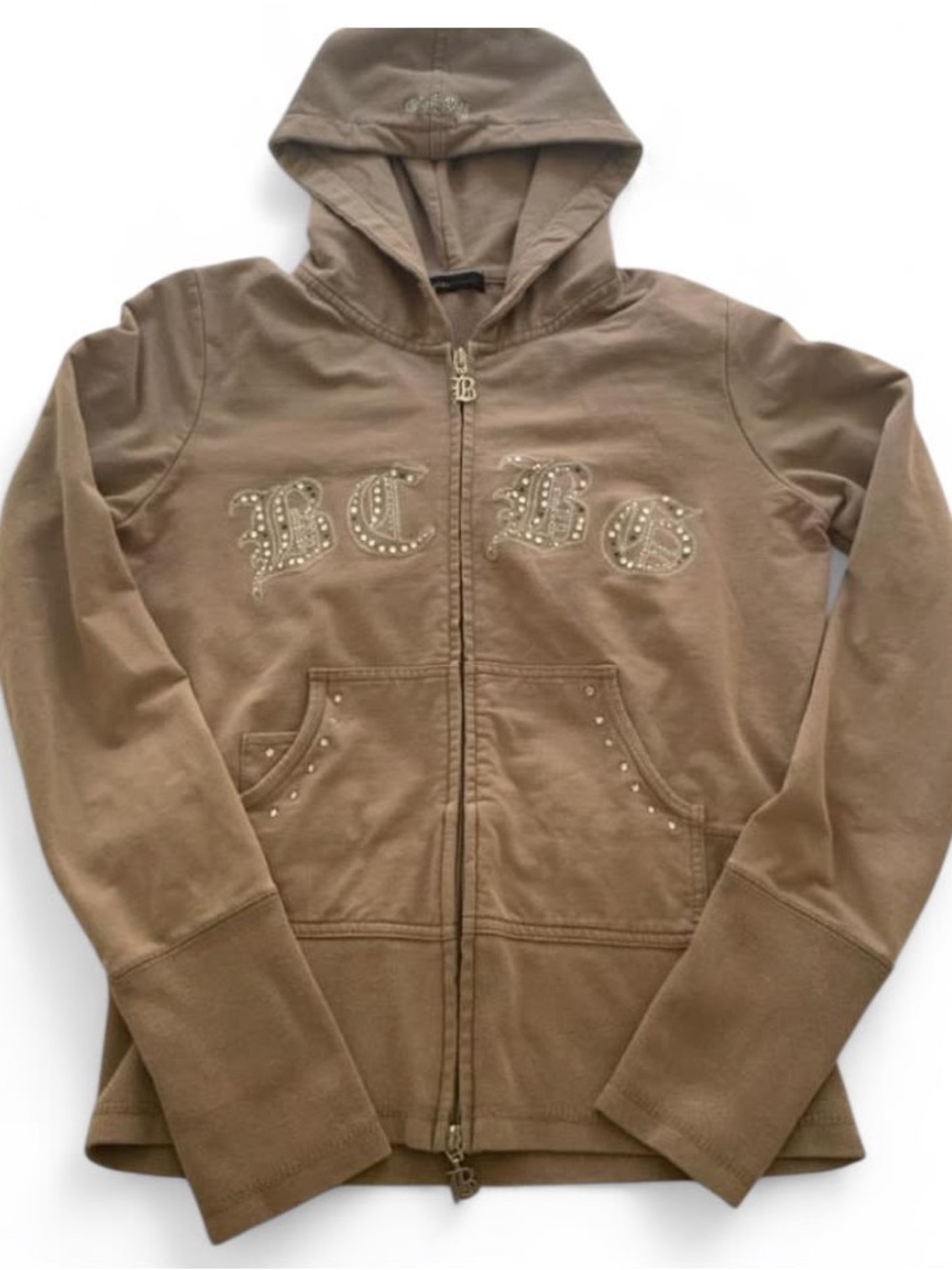 Vintage BCBGMaxazria Y2K Rhinestone Hoodie Jacket Small